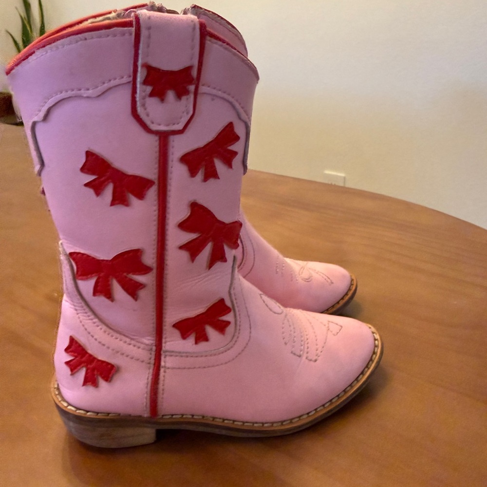 Wild + Rae Pink and Red Bow Cowboy Boots